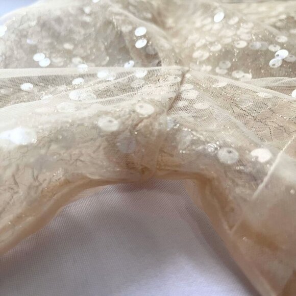 NWT JASON WU CHAMPAGNE SEQUIN ORGANZA LAYERED LONG SLEEVE CROP TOP - M - Picture 8 of 12